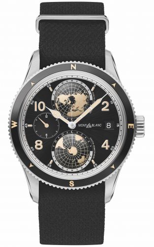 Montblanc 1858 Geosphere Stainless Steel Black NATO