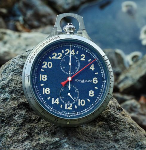 Montblanc 1858 Monopusher Chronograph Pocket Watch Titanium Dumortierite