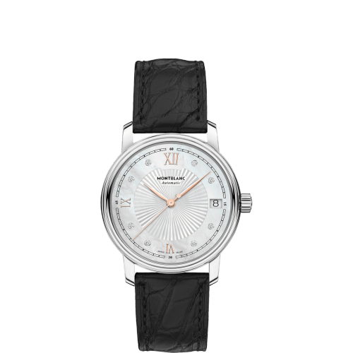 Montblanc Tradition Date Automatic 32mmStainless Steel MOP Alligator
