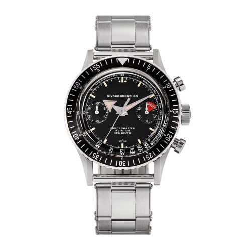 Nivada Grenchen Chronomaster Aviator Sea Diver Automatic Stainless Steel Black Oyster