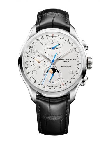 Baume & Mercier Clifton Chronograph Complete Calendar Stainless Steel Silver Strap