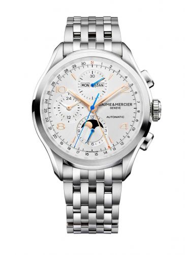 Baume & Mercier Clifton Chronograph Complete Calendar Stainless Steel Silver Bracelet