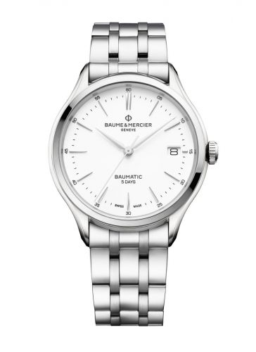 Baume & Mercier Clifton Baumatic Stainless Steel White Bracelet