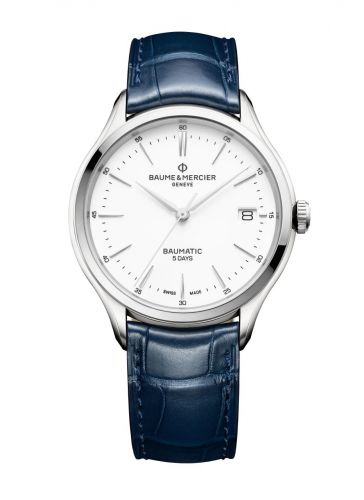 Baume & Mercier Clifton Baumatic Stainless Steel White Alligator