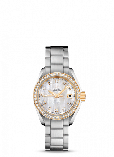 Omega Seamaster Aqua Terra 150M Co-Axial 30 Stainless Steel Yellow Gold Diamond MOP Bracelet