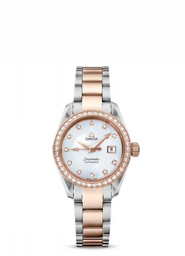 Omega Seamaster Aqua Terra 150M Automatic 29.2 Stainless Steel Red Gold Diamond MOP Bracelet