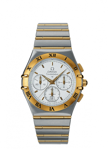 Omega Constellation Quartz 39 Chronograph Stainless Steel Yellow Gold Silver