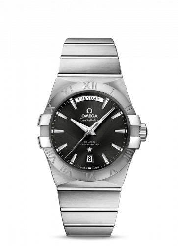Omega Constellation Co-Axial 38 Day-Date Stainless Steel Black