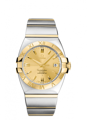 Omega Constellation Co-Axial 35 Double Eagle Stainless Steel Yellow Gold Champagne