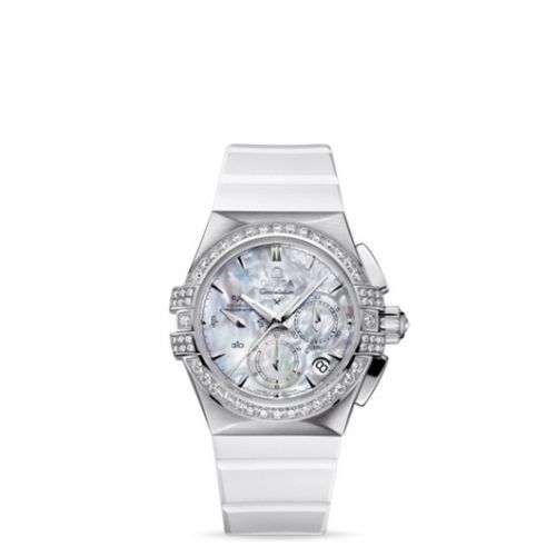 Omega Constellation Co-Axial 35 Chronograph Double Eagle Stainless Steel MOP Rubber