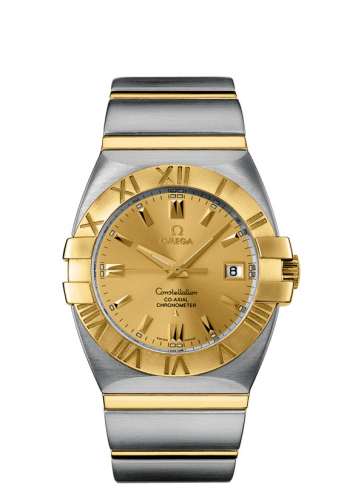 Omega Constellation Co-Axial 38 Double Eagle Stainless Steel Yellow Gold Champagne