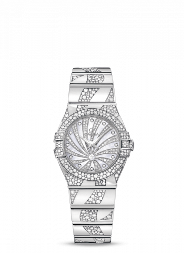 Omega Constellation Quartz 27 Polished White Gold Snow Diamond Supernova