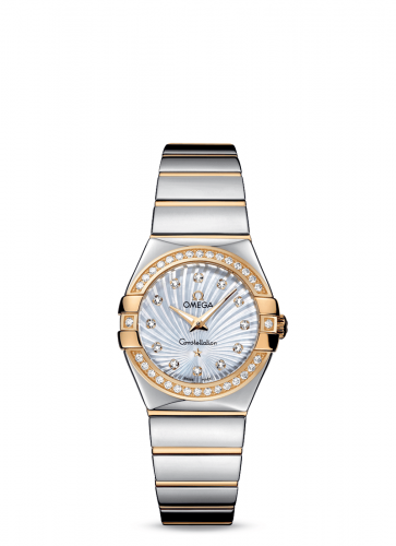 Omega Constellation Quartz 27 Polished Stainless Steel Yellow Gold Diamond MOP Supernova
