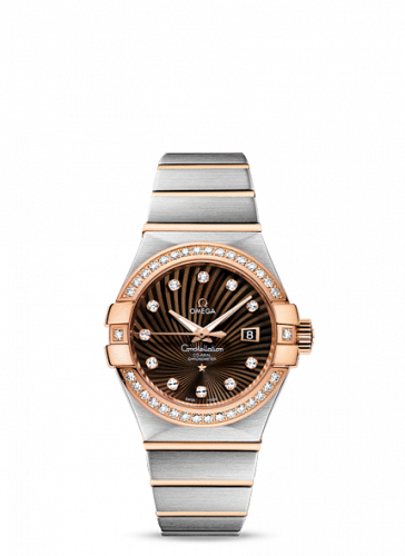 Omega Constellation Co-Axial 31 Stainless Steel Red Gold Diamond Brown Supernova