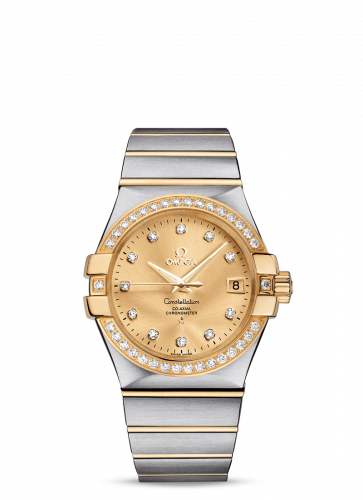 Omega Constellation Co-Axial 35 Stainless Steel Yellow Gold Diamond Champagne