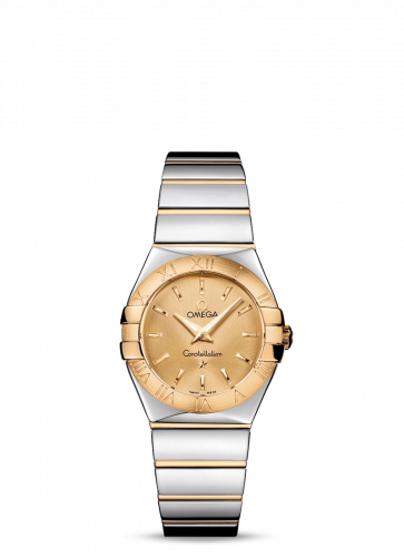 Omega Constellation Quartz 27 Polished Stainless Steel Yellow Gold Champagne