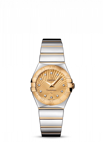 Omega Constellation Quartz 27 Polished Stainless Steel Yellow Gold Champagne Supernova