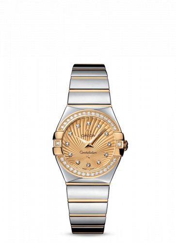 Omega Constellation Quartz 27 Polished Stainless Steel Yellow Gold Diamond Champagne Supernova