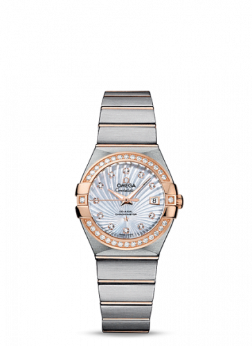 Omega Constellation Co-Axial 27 Brushed Stainless Steel Red Gold Diamond MOP Supernova