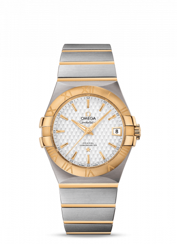 Omega Constellation Co-Axial 35 Stainless Steel Yellow Gold Lozenge Silver