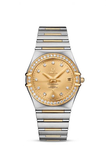 Omega Constellation Automatic 36 Stainless Steel Yellow Gold Diamond Champagne 160 Years