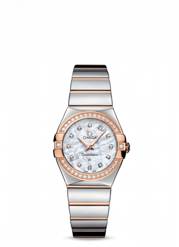 Omega Constellation Quartz 27 Polished Stainless Steel Red Gold Diamond MOP