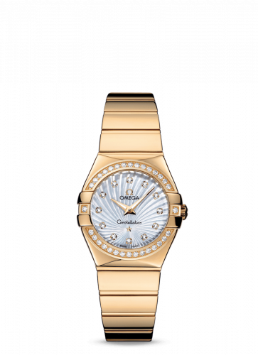 Omega Constellation Quartz 27 Polished Yellow Gold Diamond MOP Supernova
