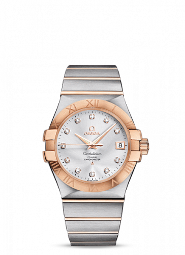 Omega Constellation Co-Axial 35 Stainless Steel Red Gold Silver