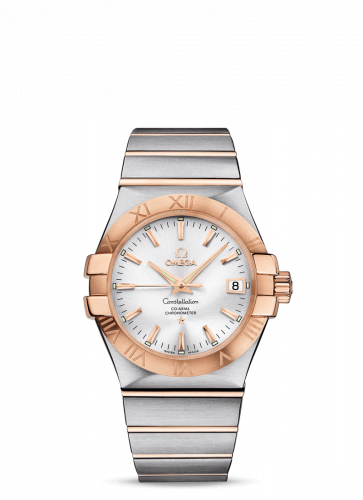 Omega Constellation Co-Axial 35 Stainless Steel Red Gold Silver