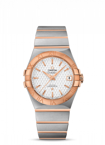 Omega Constellation Co-Axial 35 Stainless Steel Red Gold Lozenge Silver
