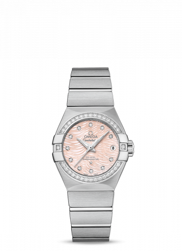 Omega Constellation Co-Axial 27 Brushed Stainless Steel Diamond Pink MOP