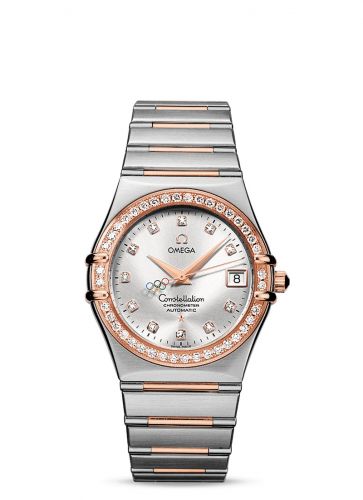 Omega Constellation Automatic 36 Stainless Steel Red Gold Diamond Beijing Olympics 2008