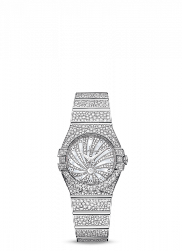 Omega Constellation Quartz 24 Polished White Gold Snow MOP Supernova