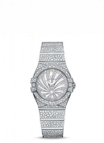 Omega Constellation Quartz 27 Polished White Gold Snow Diamond Supernova