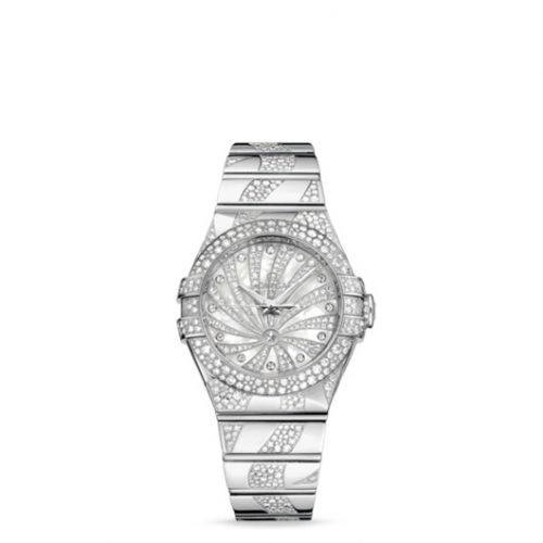 Omega Constellation Co-Axial 31 White Gold Snow Diamond Supernova