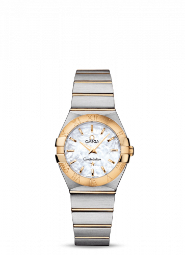 Omega Constellation Quartz 27 Brushed Stainless Steel Yellow Gold MOP