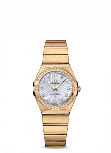 Omega Constellation Quartz 27 Brushed Yellow Gold Diamond MOP Supernova
