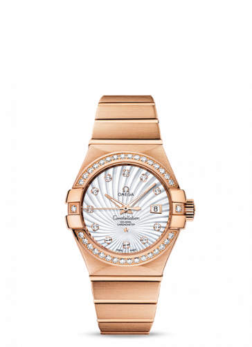 Omega Constellation Co-Axial 31 Red Gold Diamond MOP Supernova
