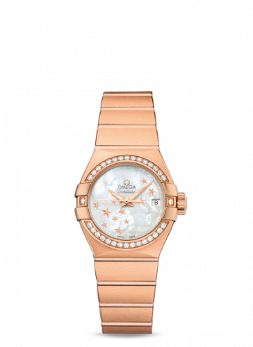 Omega Constellation Co-Axial 27 Brushed Red Gold Diamond MOP Stars