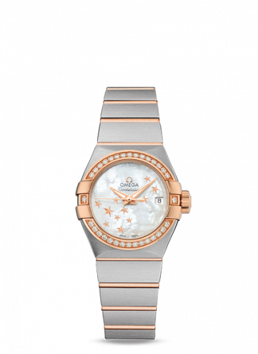 Omega Constellation Co-Axial 27 Brushed Stainless Steel Red Gold Diamond MOP Stars