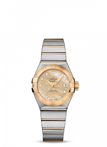 Omega Constellation Co-Axial 27 Brushed Stainless Steel Yellow Gold Champagne MOP