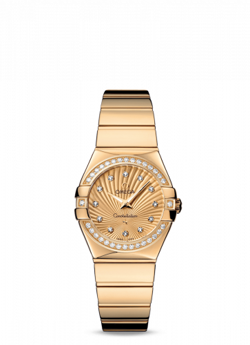 Omega Constellation Quartz 27 Polished Yellow Gold Diamond Champagne Supernova