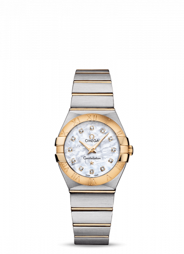 Omega Constellation Quartz 27 Brushed Stainless Steel Yellow Gold MOP