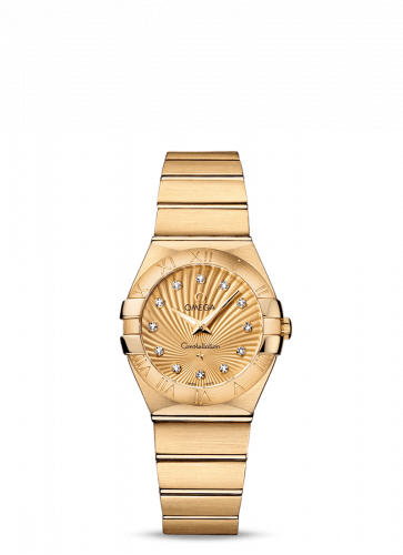 Omega Constellation Quartz 27 Brushed Yellow Gold Champagne Supernova
