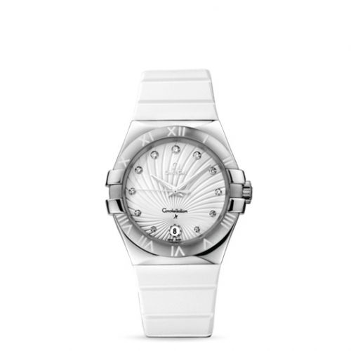 Omega Constellation Quartz 35 Stainless Steel White Supernova Rubber