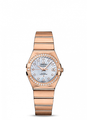 Omega Constellation Co-Axial 27 Brushed Red Gold Diamond MOP Supernova