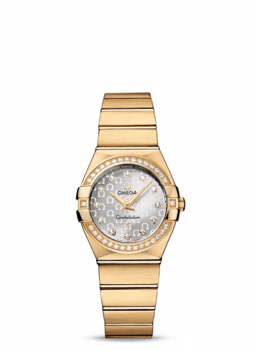 Omega Constellation Quartz 27 Brushed Yellow Gold Diamond Silver Omega