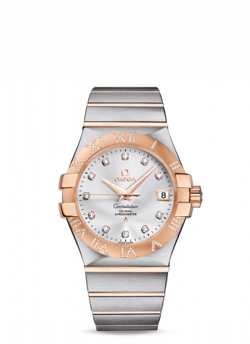 Omega Constellation Co-Axial 35 Stainless Steel Red Gold Diamond Silver