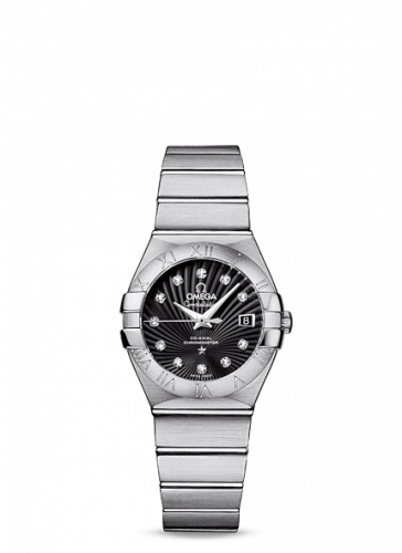 Omega Constellation Co-Axial 27 Brushed Stainless Steel Black Supernova