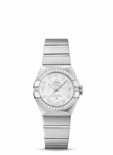 Omega Constellation Co-Axial 27 Brushed Stainless Steel Diamond Wavy MOP